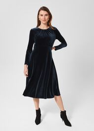 Sian Velvet Dress, Navy, hi-res
