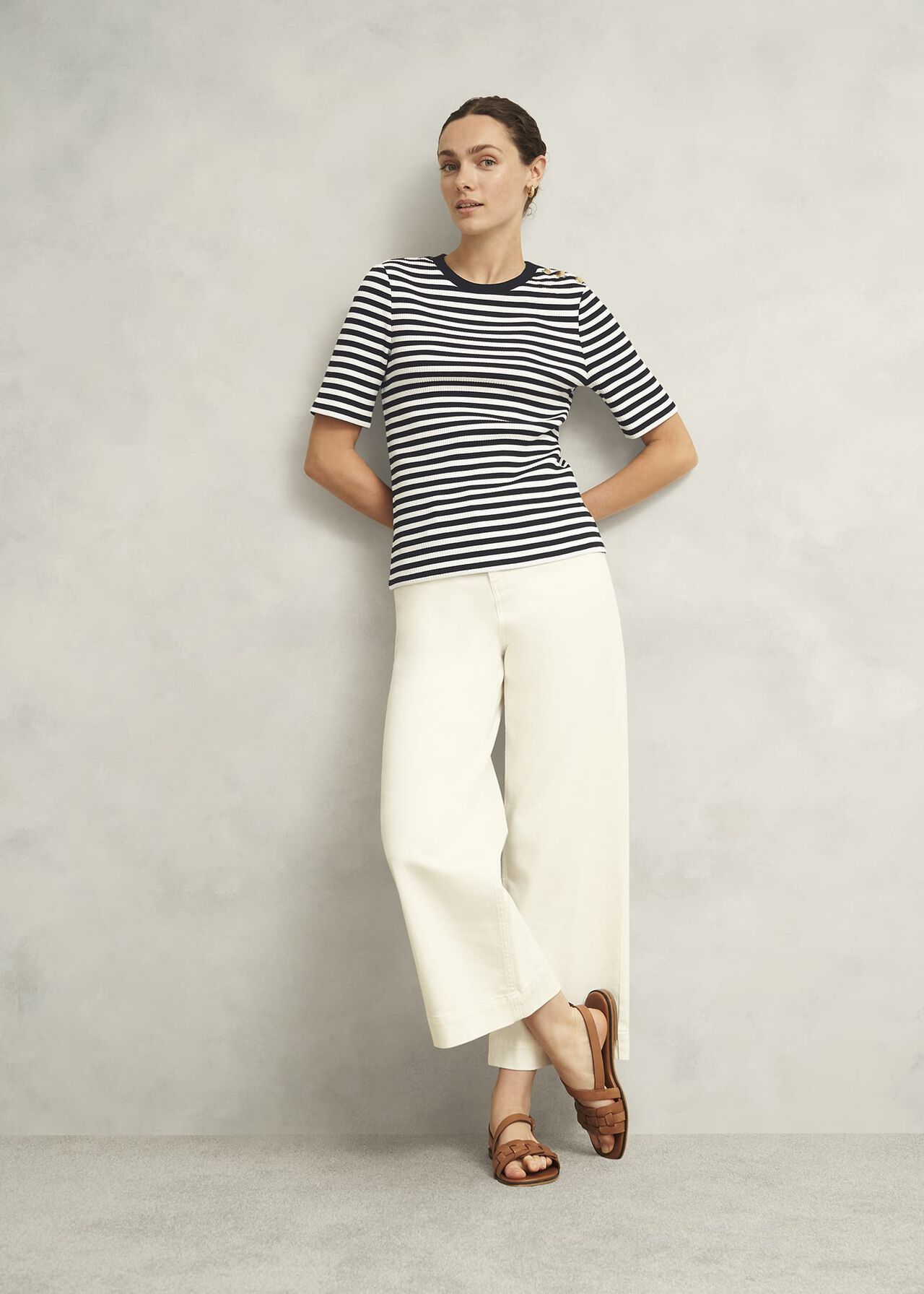 Tamsin Stripe T-Shirt, Ivory Navy, hi-res
