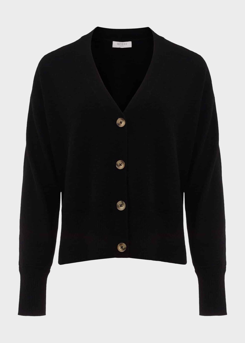 Karina Cashmere Cardigan, Black, hi-res