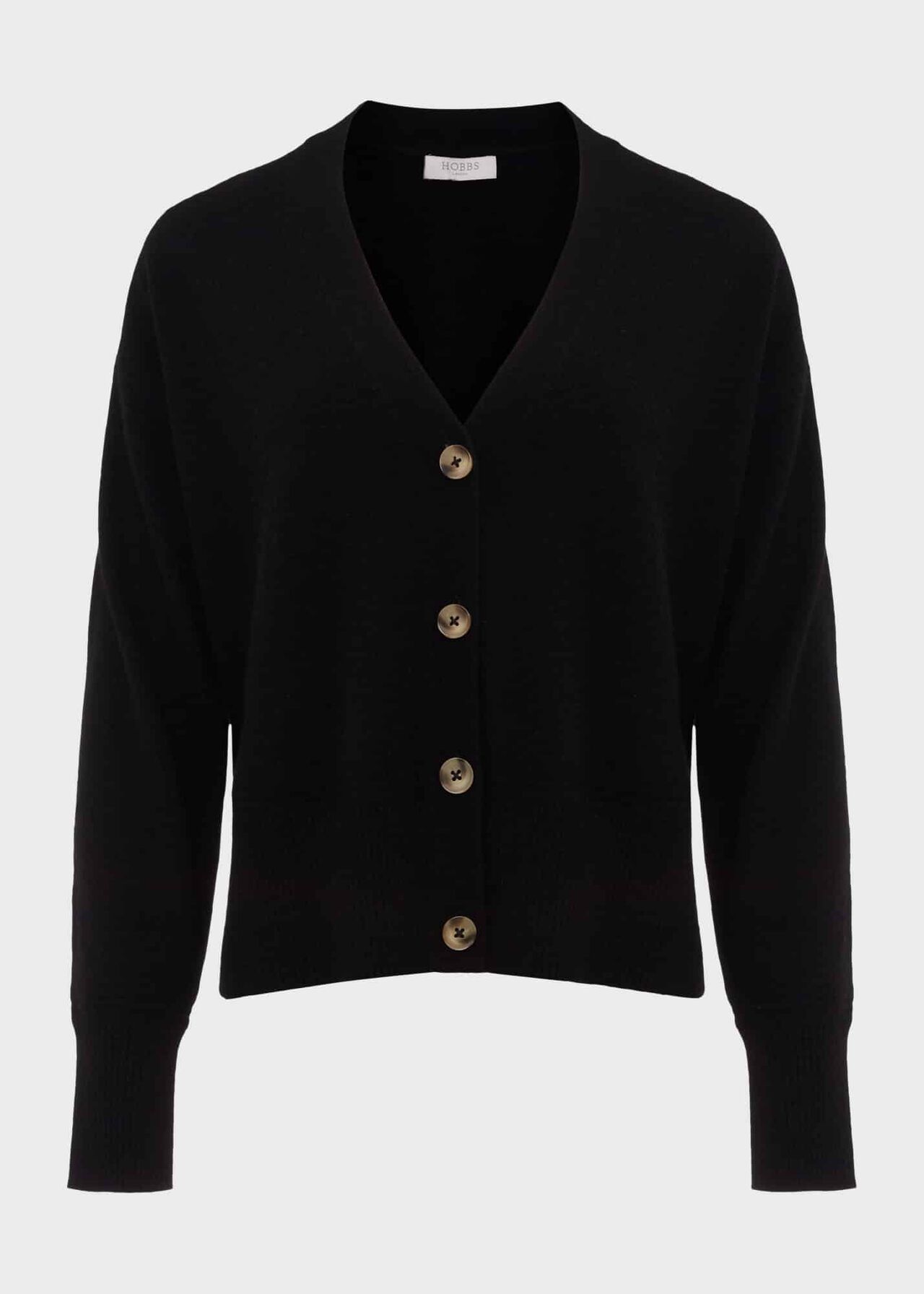 Karina Cashmere Cardigan, Black, hi-res