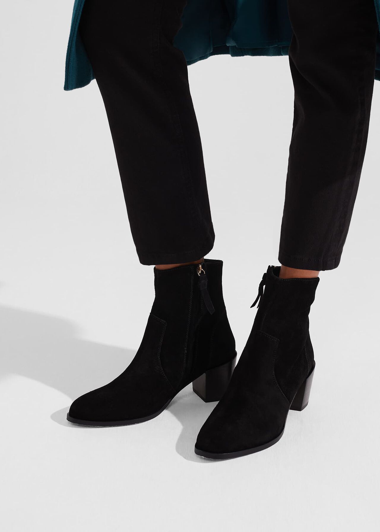 Hester Western Ankle Boots, Black, hi-res