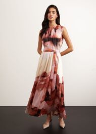 Heligan Floral Midi Dress, Cream Pink, hi-res