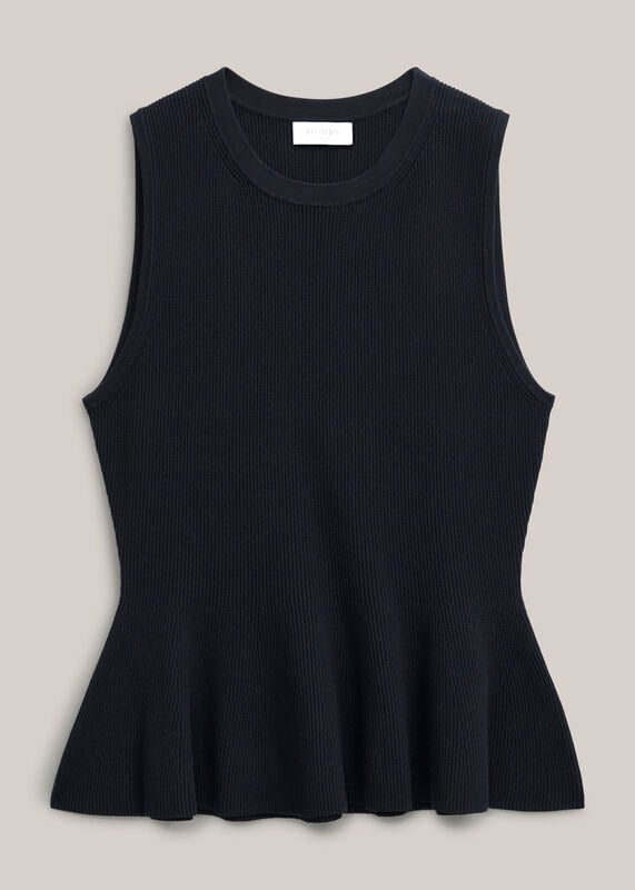 Bowes Ribbed Knitted Peplum Top