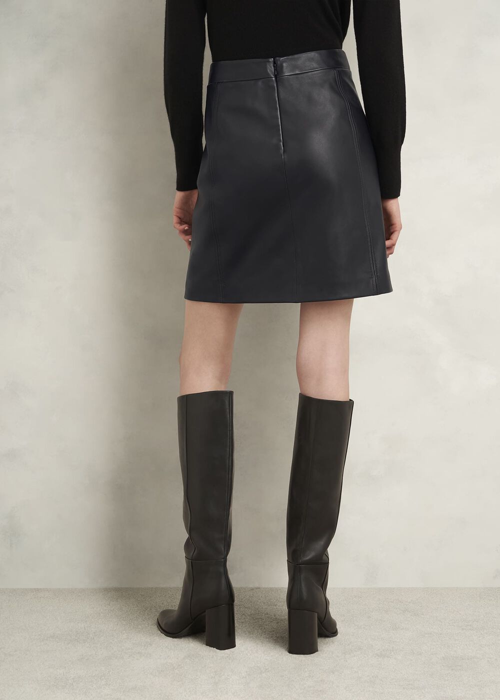 Annabelle Leather Skirt, Black, hi-res