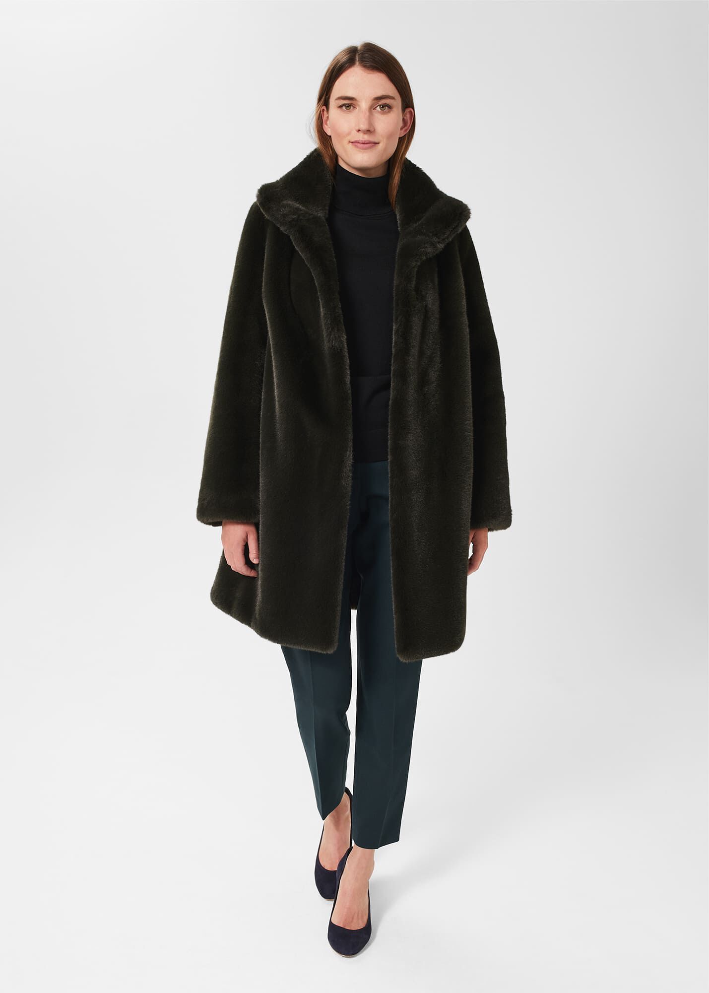 Faux fur sleeve coat hotsell