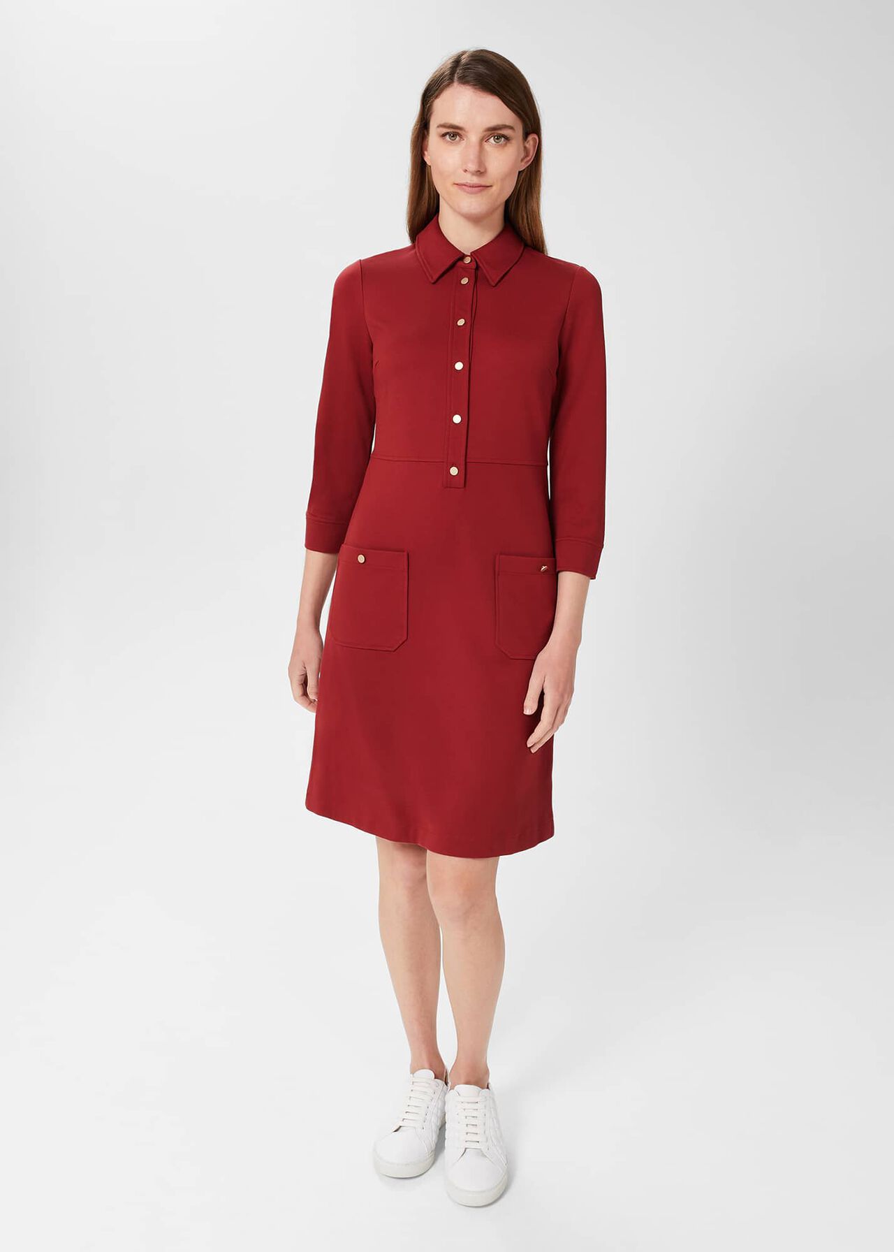 Phillipa Ponte Shift Dress, Vermillion Red, hi-res