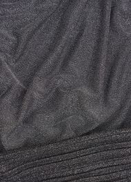 Silver Metallic Ashley Pleat Sleeve Twist Neck Top, Silver, hi-res