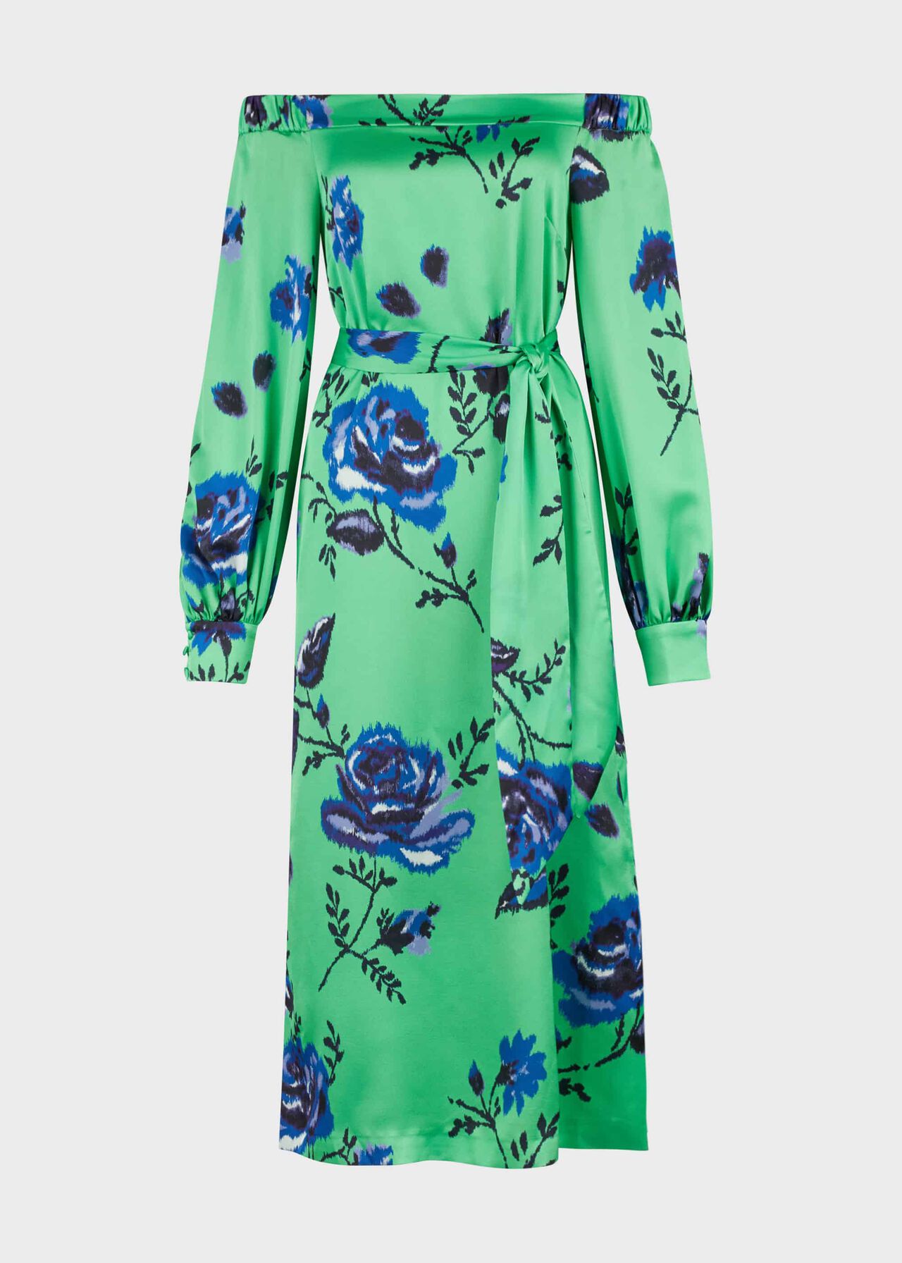 Miriam Floral Bardot Dress Green Blue