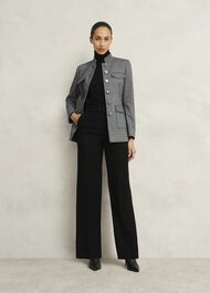 Hetty Wool Blend Coat, Black White, hi-res