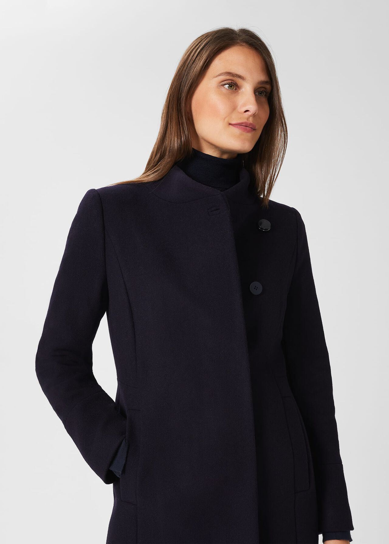 Maisie Wool Blend Coat, Navy, hi-res