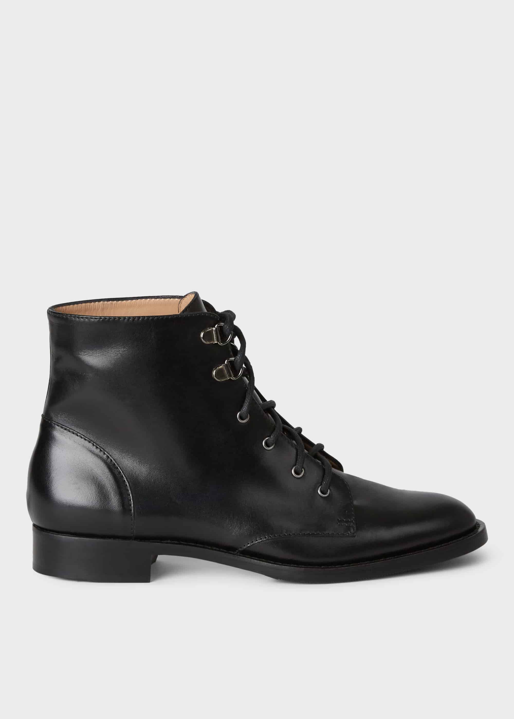 leather ankle boots with laces