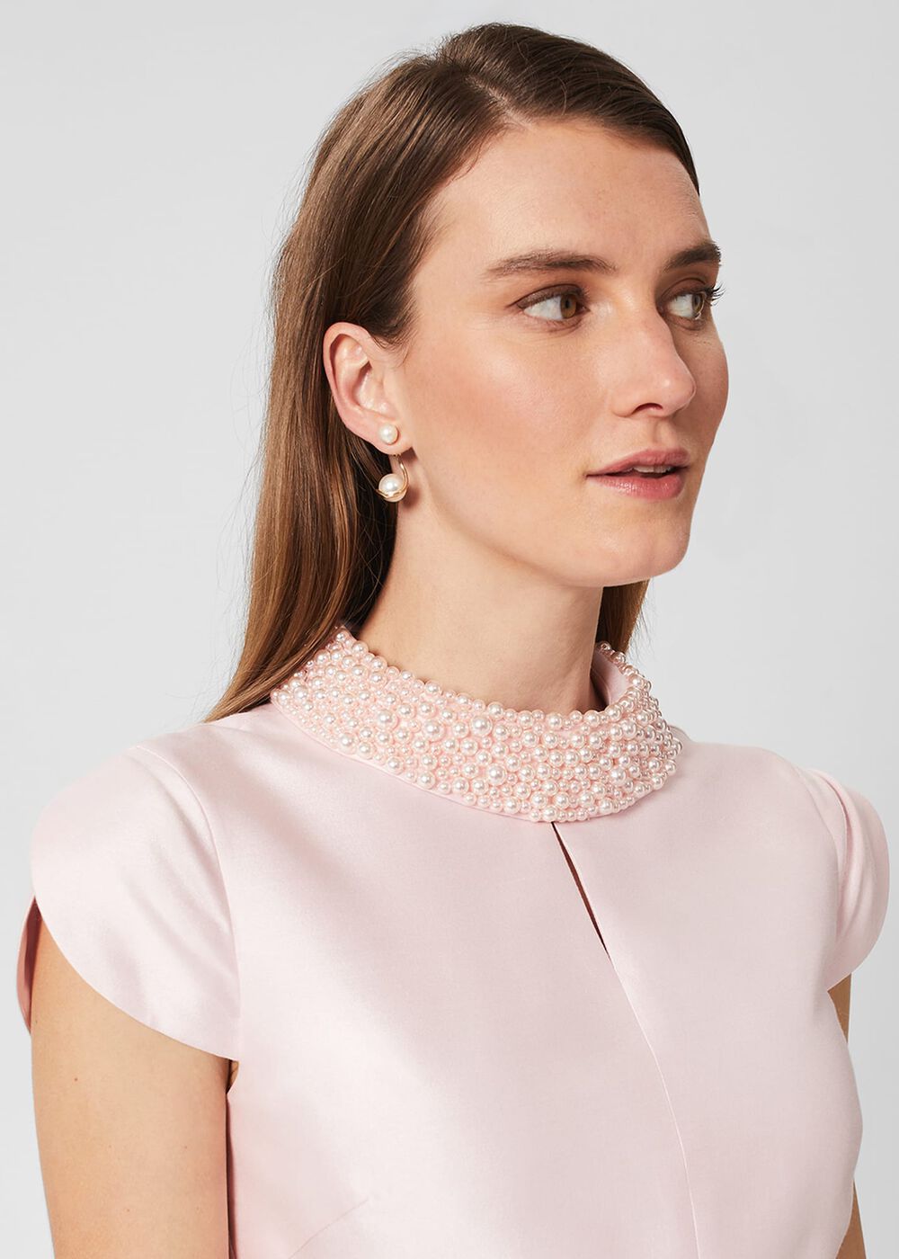 Marcella Silk Blend Beaded Dress, Pale Pink, hi-res