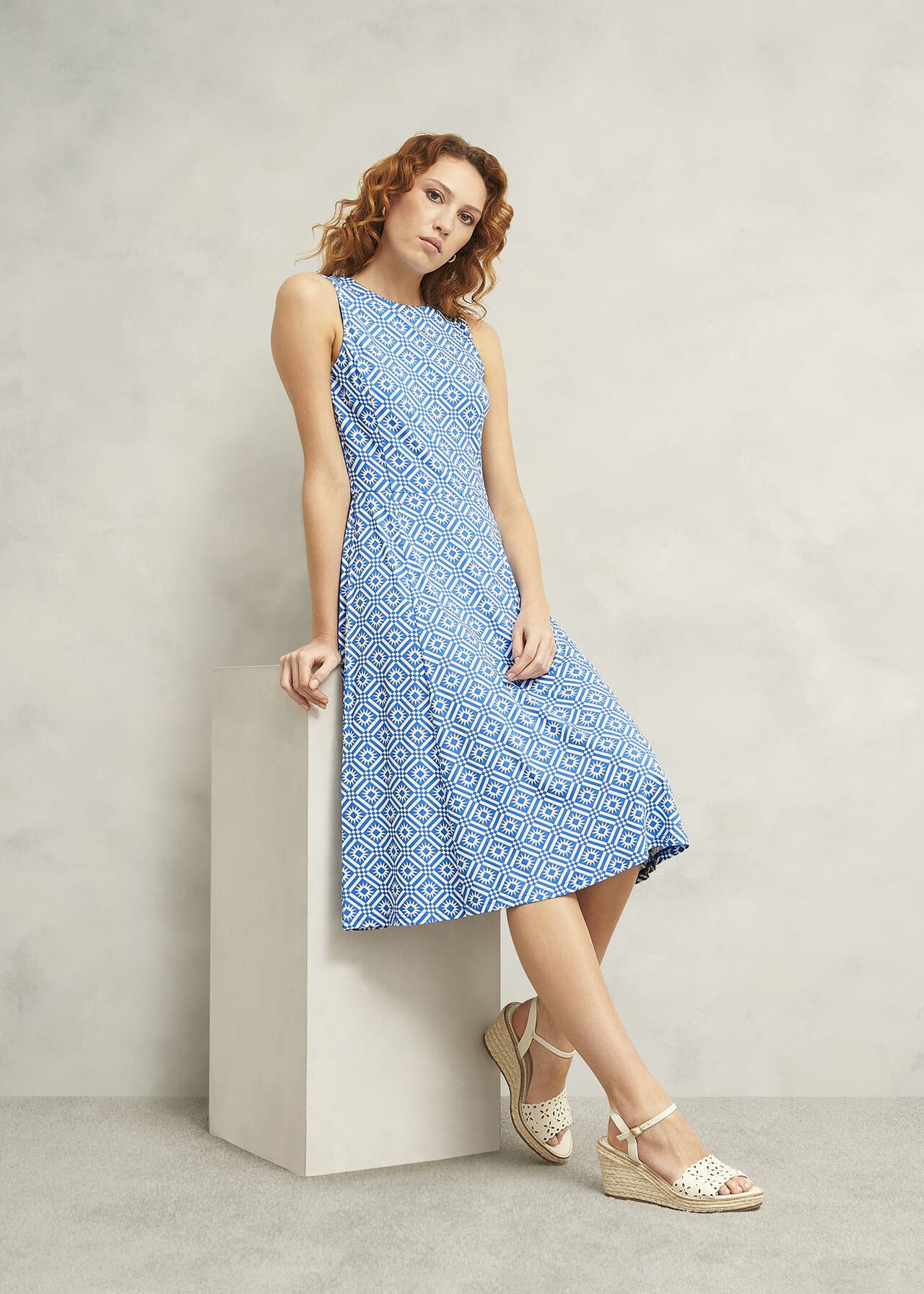 Lisa Jersey Dress, Blue Ivory, hi-res