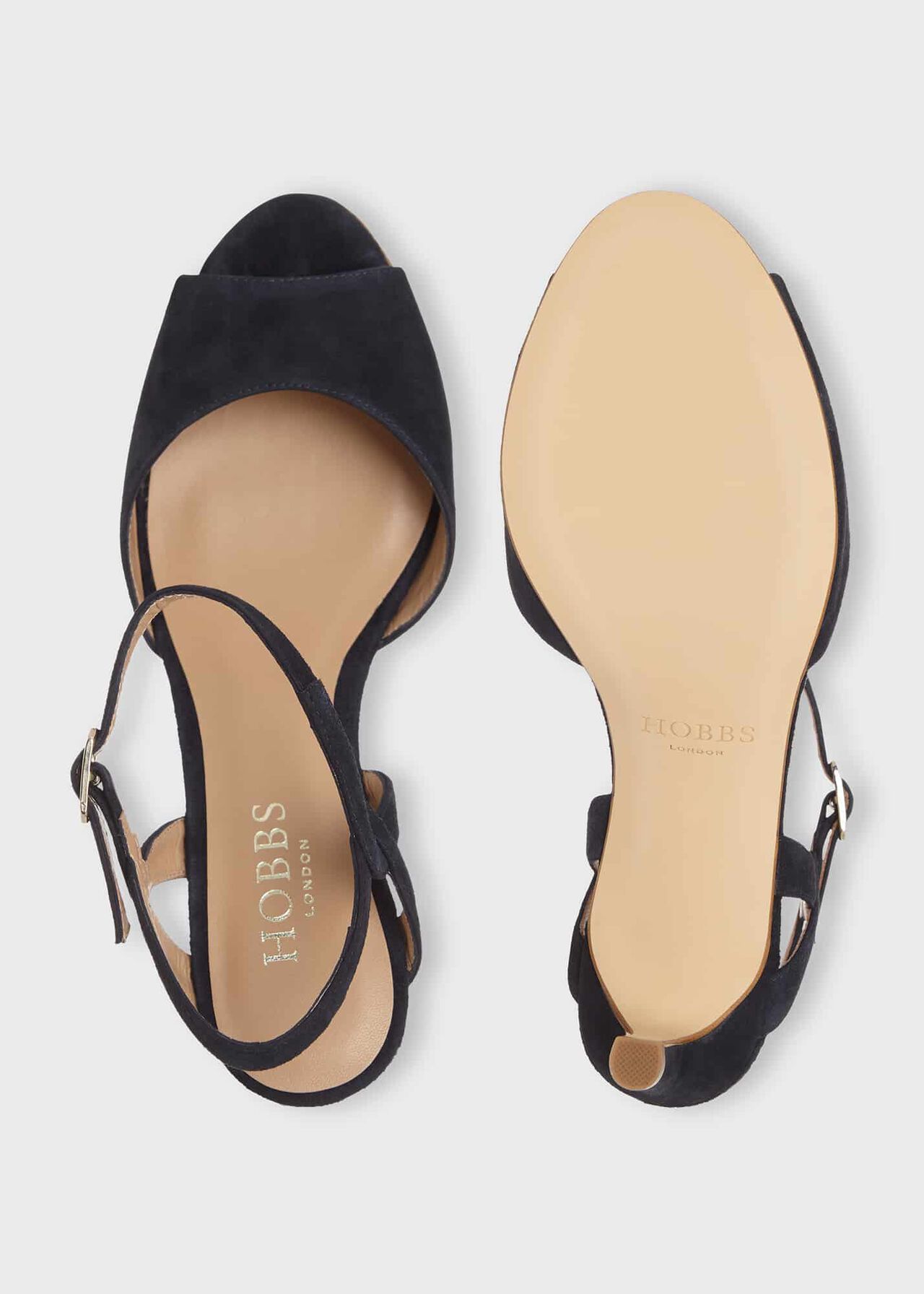 Leia Suede Heeled Sandals, Navy, hi-res