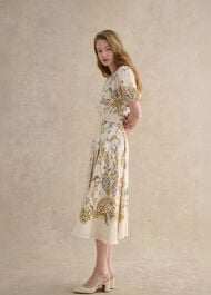 Petite Alma Paisley Silk Dress, Cream Multi, hi-res