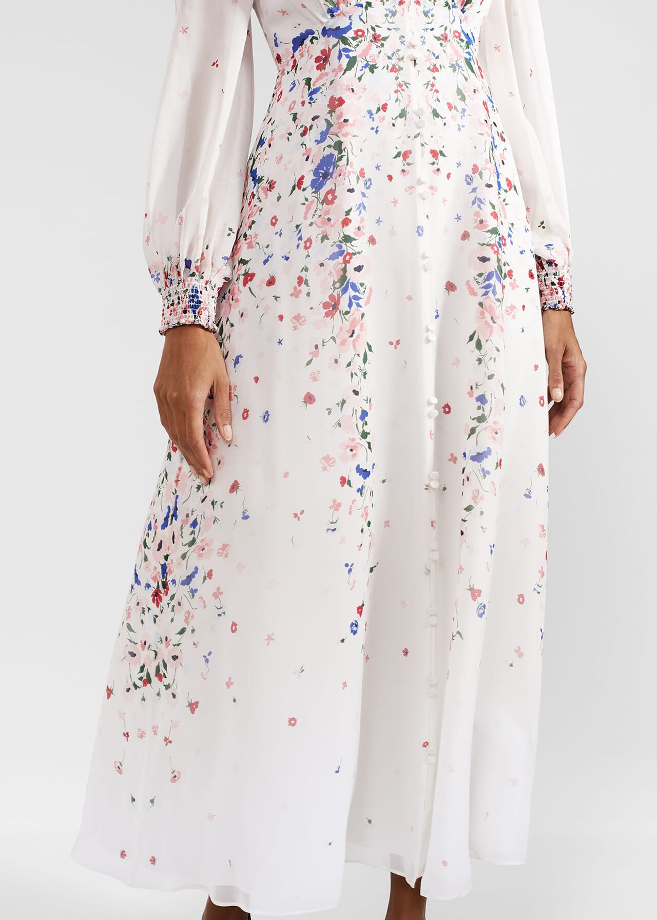 Asher Silk Midi Dress, Ivory Multi, hi-res