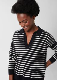 Karissa Cotton Striped Jumper, Black Ivory, hi-res
