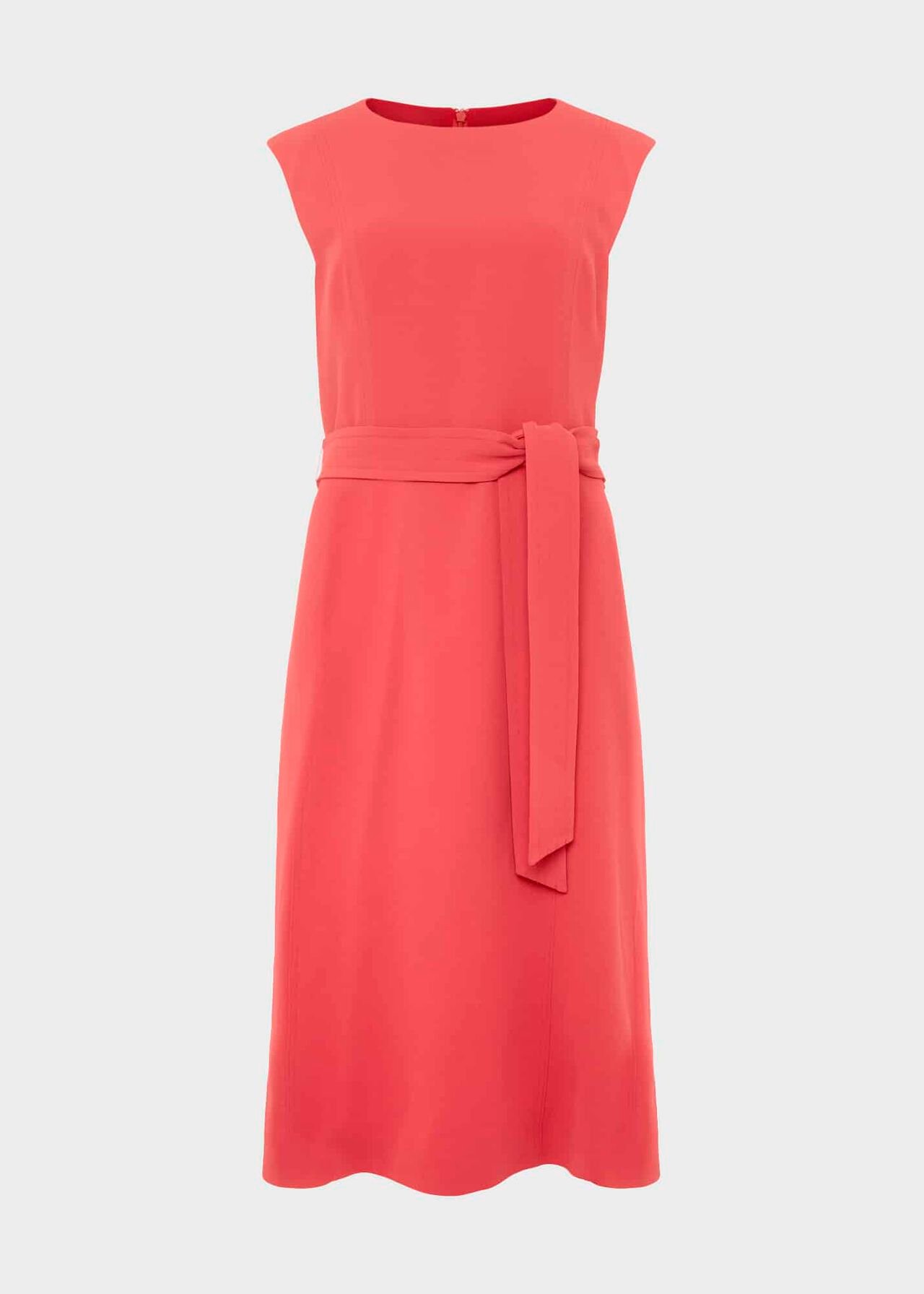 Petite Fenella Belted Dress, Dark Coral, hi-res