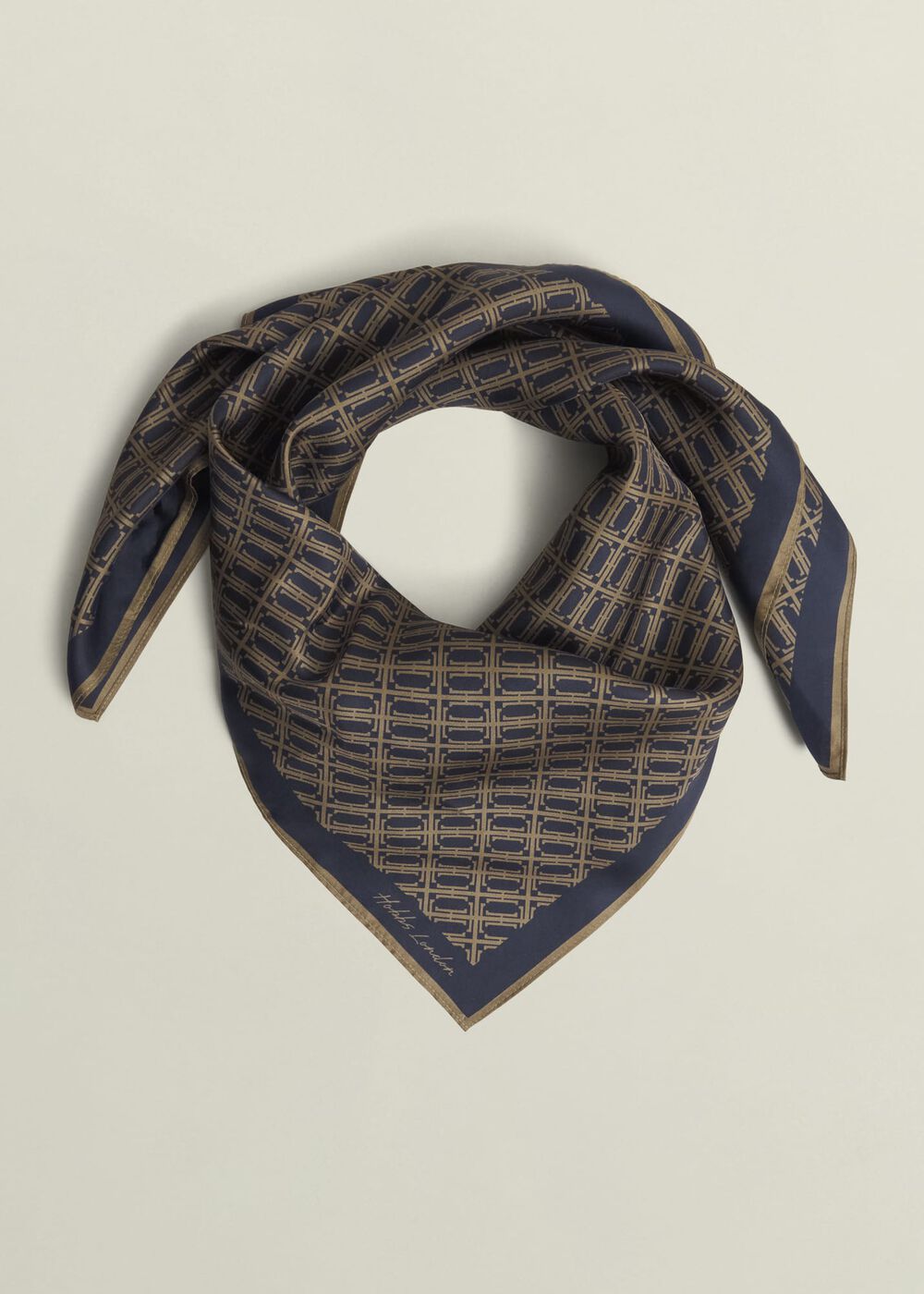 Bria Silk Scarf, Navy Camel, hi-res