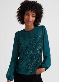 Zariah Sequin Top, Evergreen, hi-res