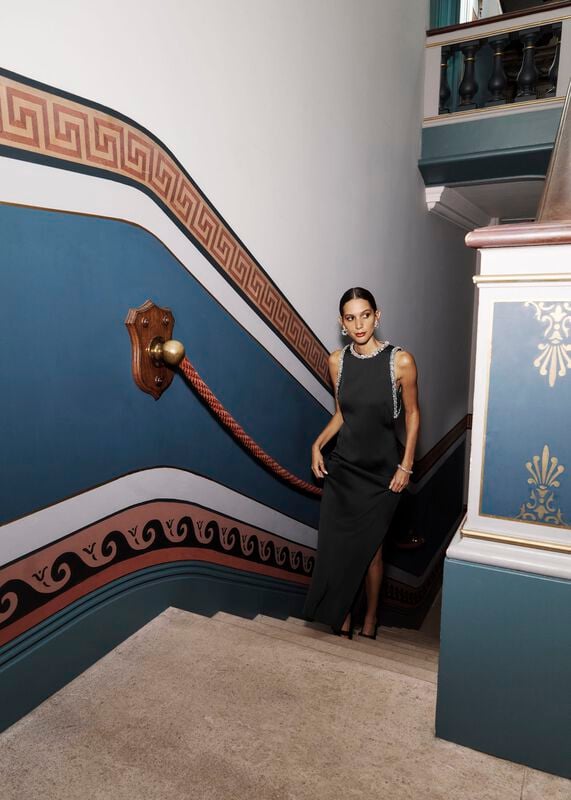 Angelina Trimmed Column Maxi Dress