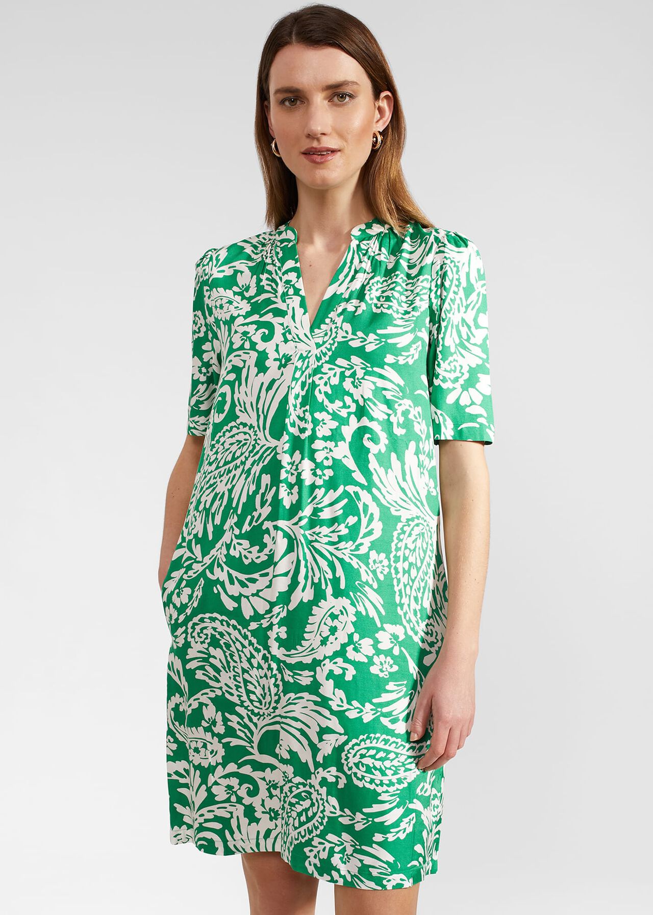 Lucille Dress, Green Ivory, hi-res