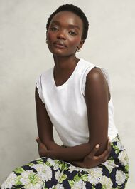 Leia Cotton Broderie Top, Hobbs White, hi-res