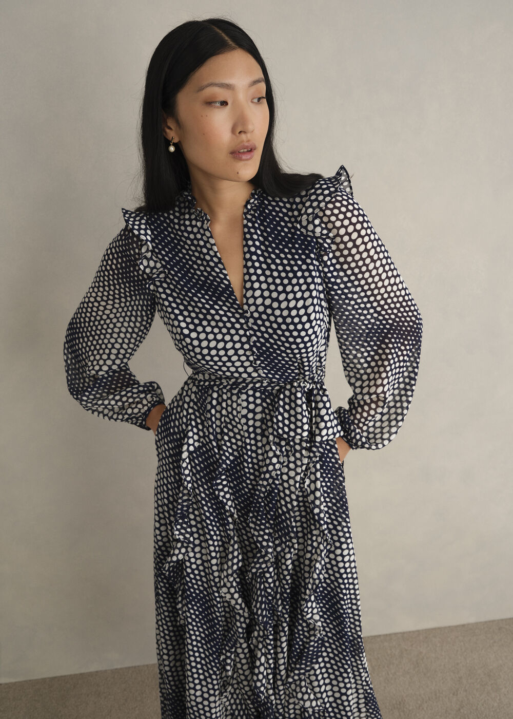 Petite Miriam Dress, Midnight Cream, hi-res