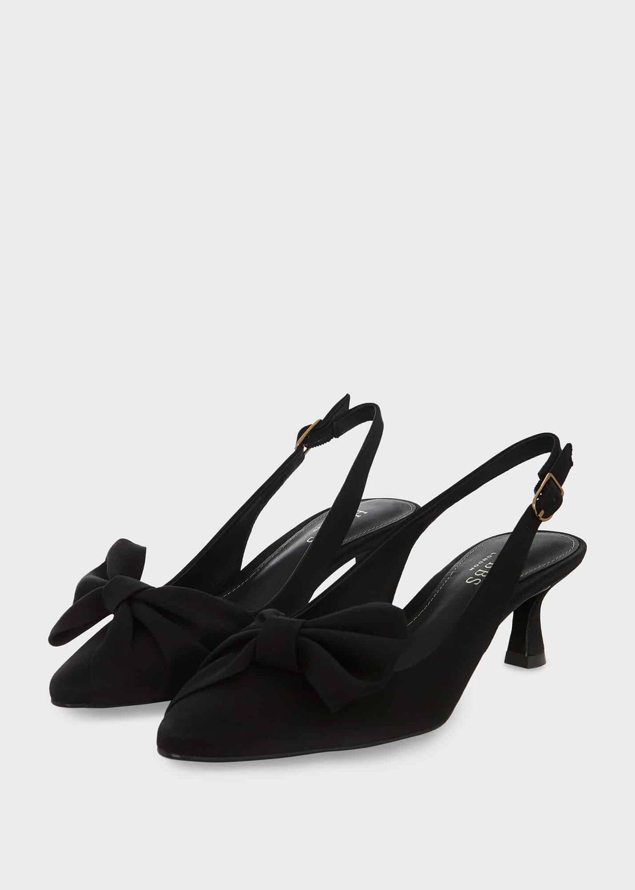 Francis Satin Slingback, Black, hi-res