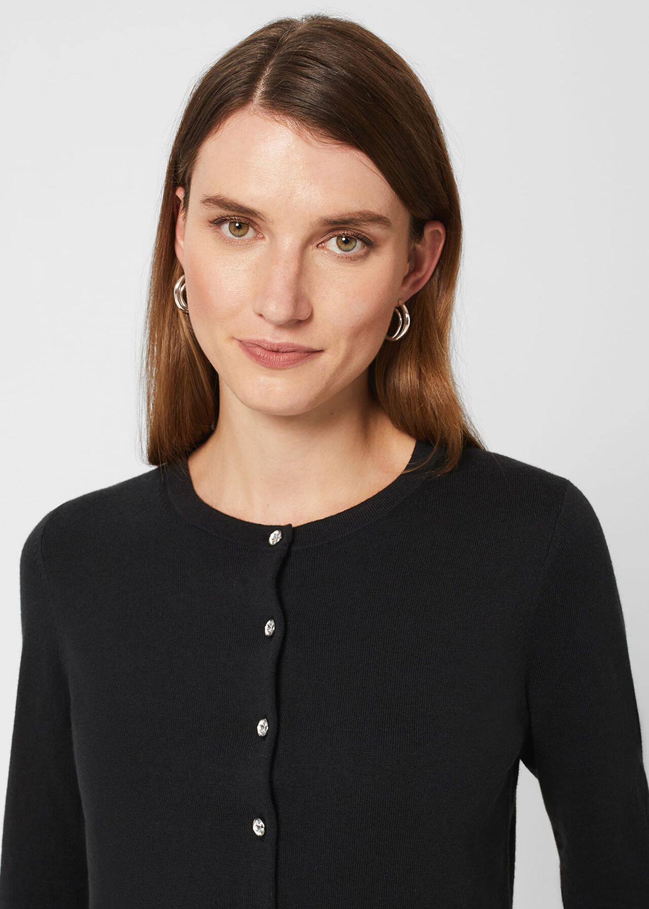 Lea Cardigan With Merino Wool, Charcoal, hi-res