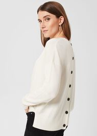 Lydia Button Jumper With Cashmere, Ivory, hi-res