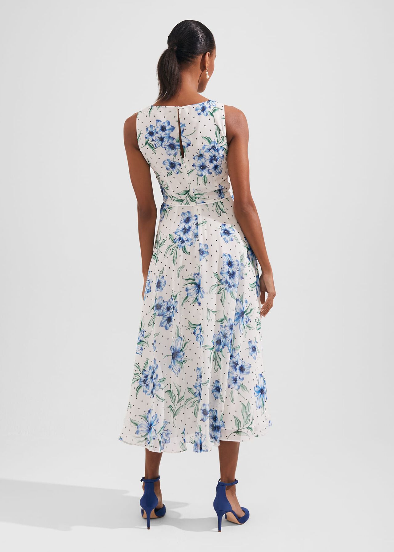 Carly Floral Midi Dress, Ivory Multi, hi-res
