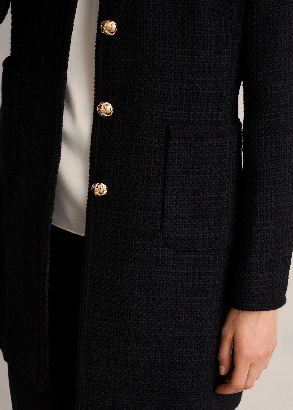 Evangeline Tweed Coat, Black, hi-res