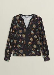 Zelia Printed Top, Black Multi, hi-res