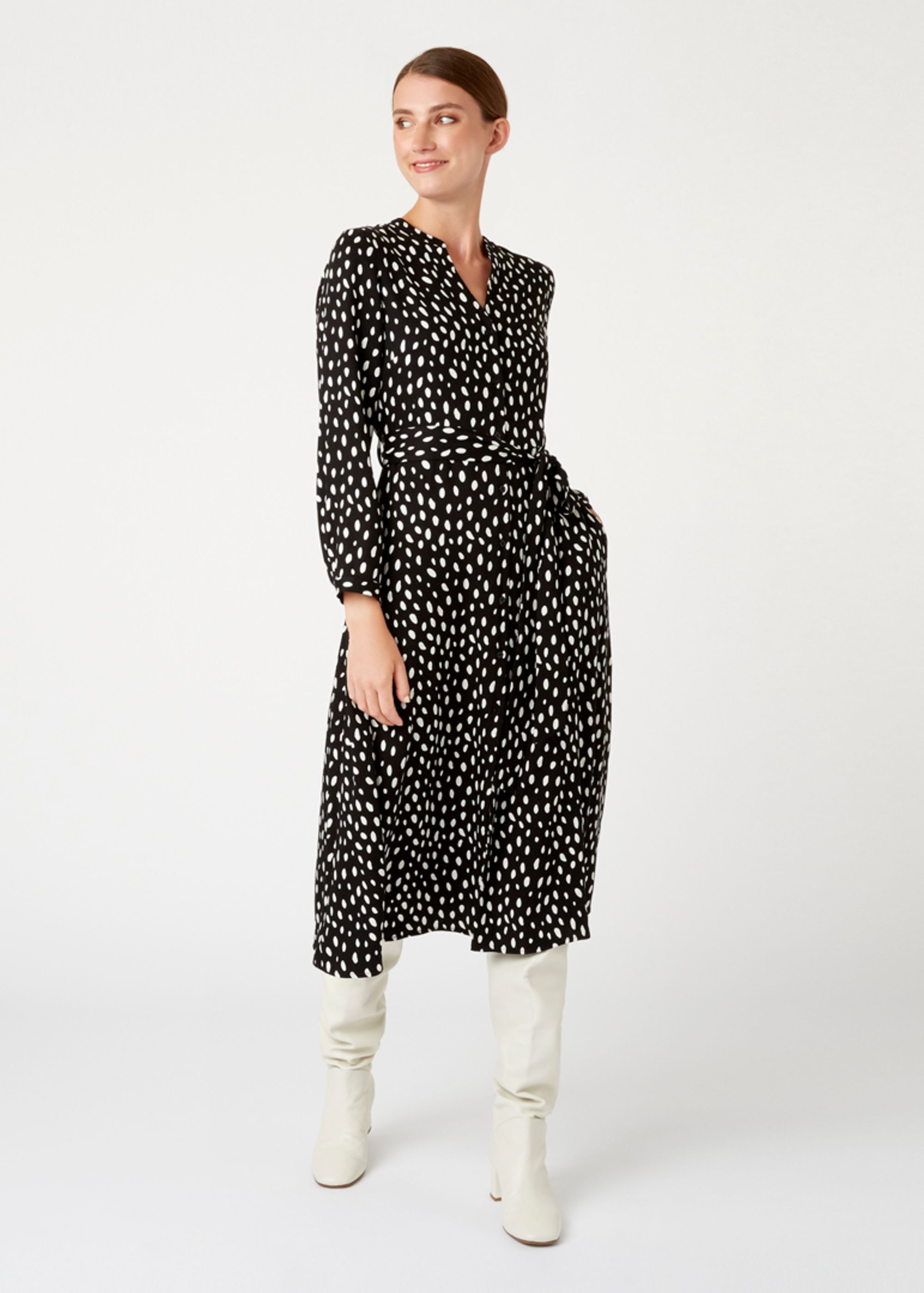 hobbs red polka dot dress