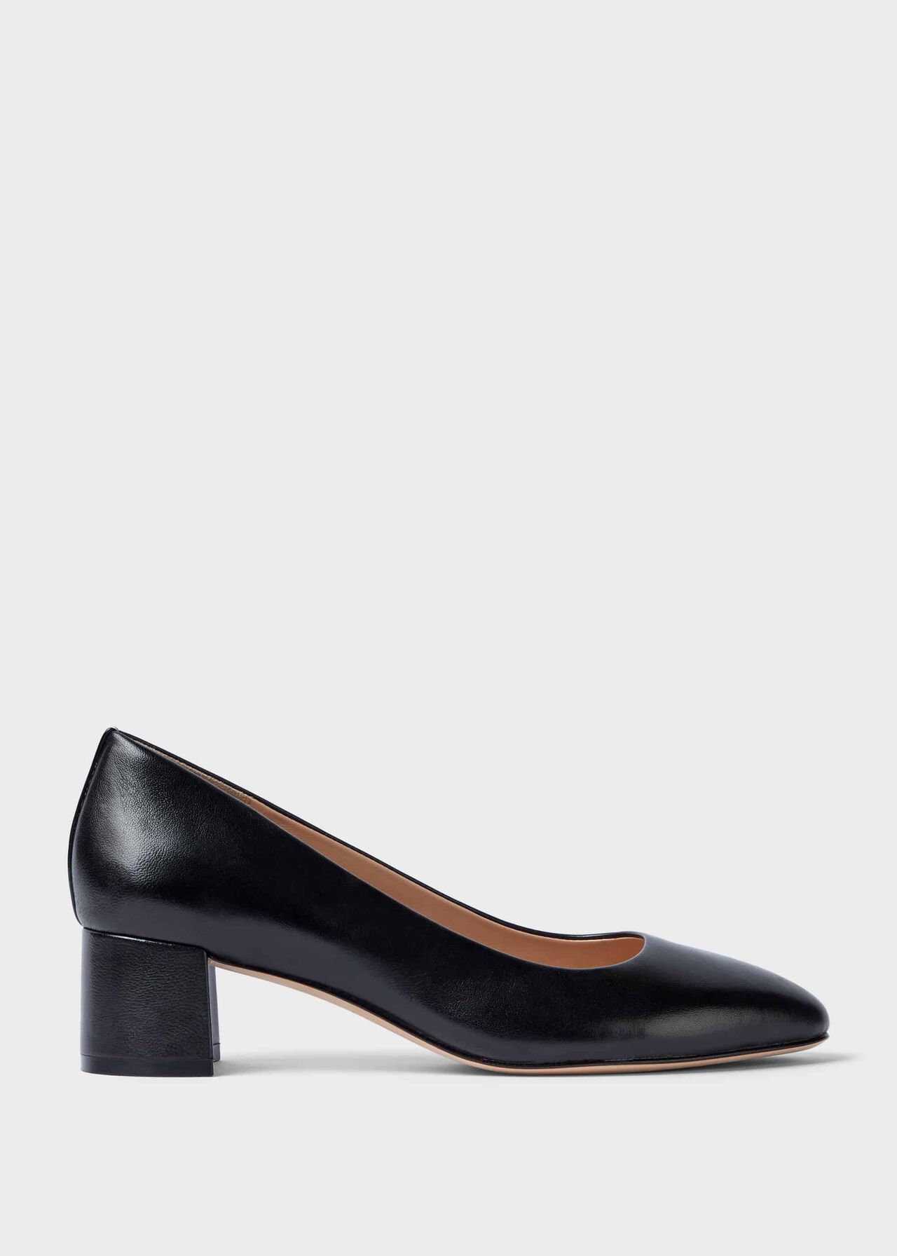 Abbey Leather Court Shoes , Black, hi-res