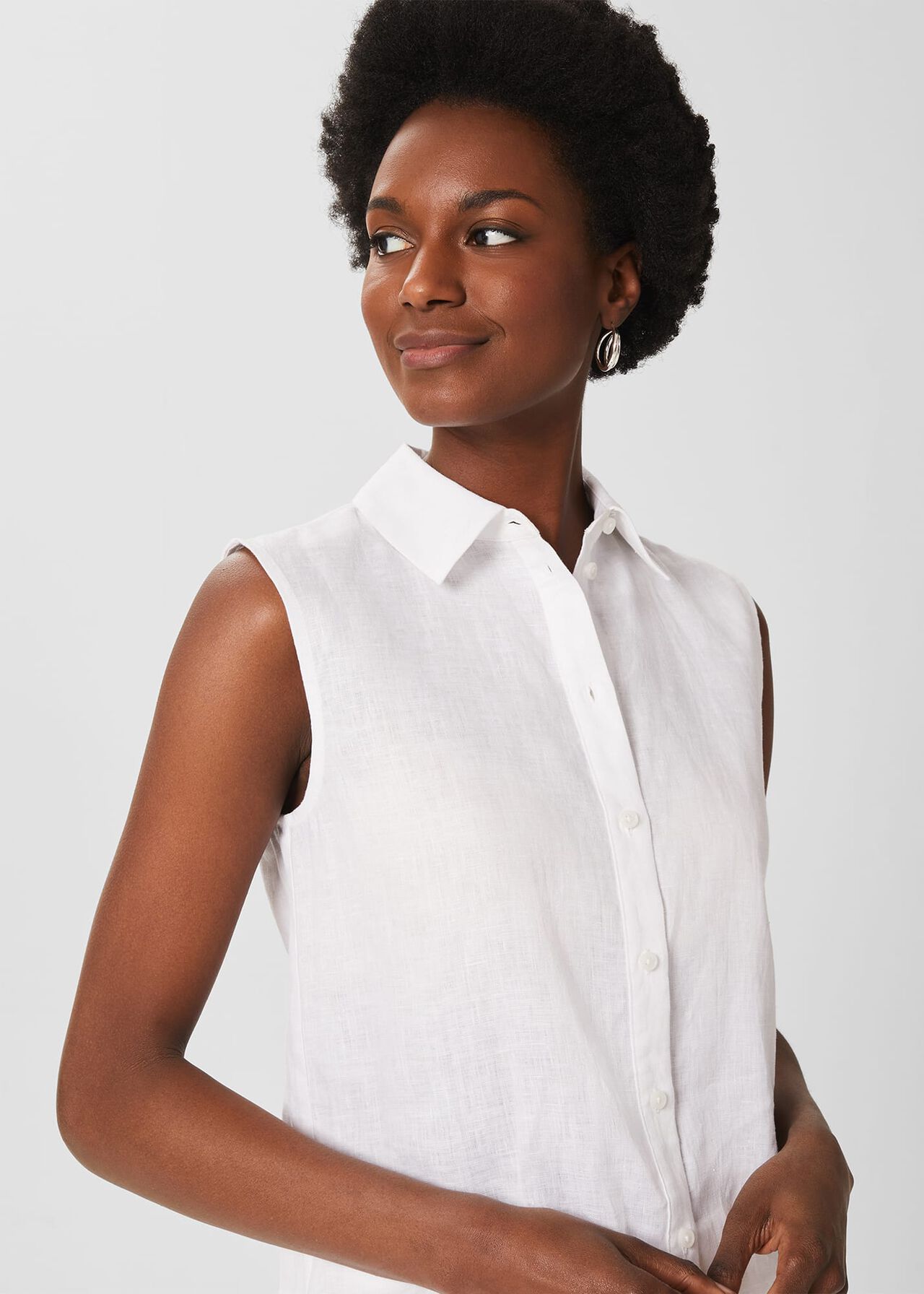 Salem Linen Top , White, hi-res