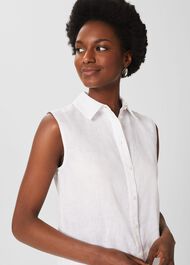 Salem Linen Top , White, hi-res