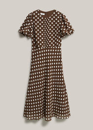 Dorothy Spot Midi Dress, Brown Ivory, hi-res