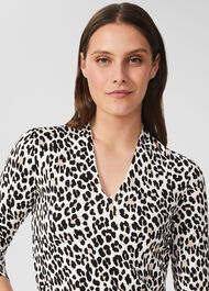 Aimee Printed Top, Ivory Camel, hi-res