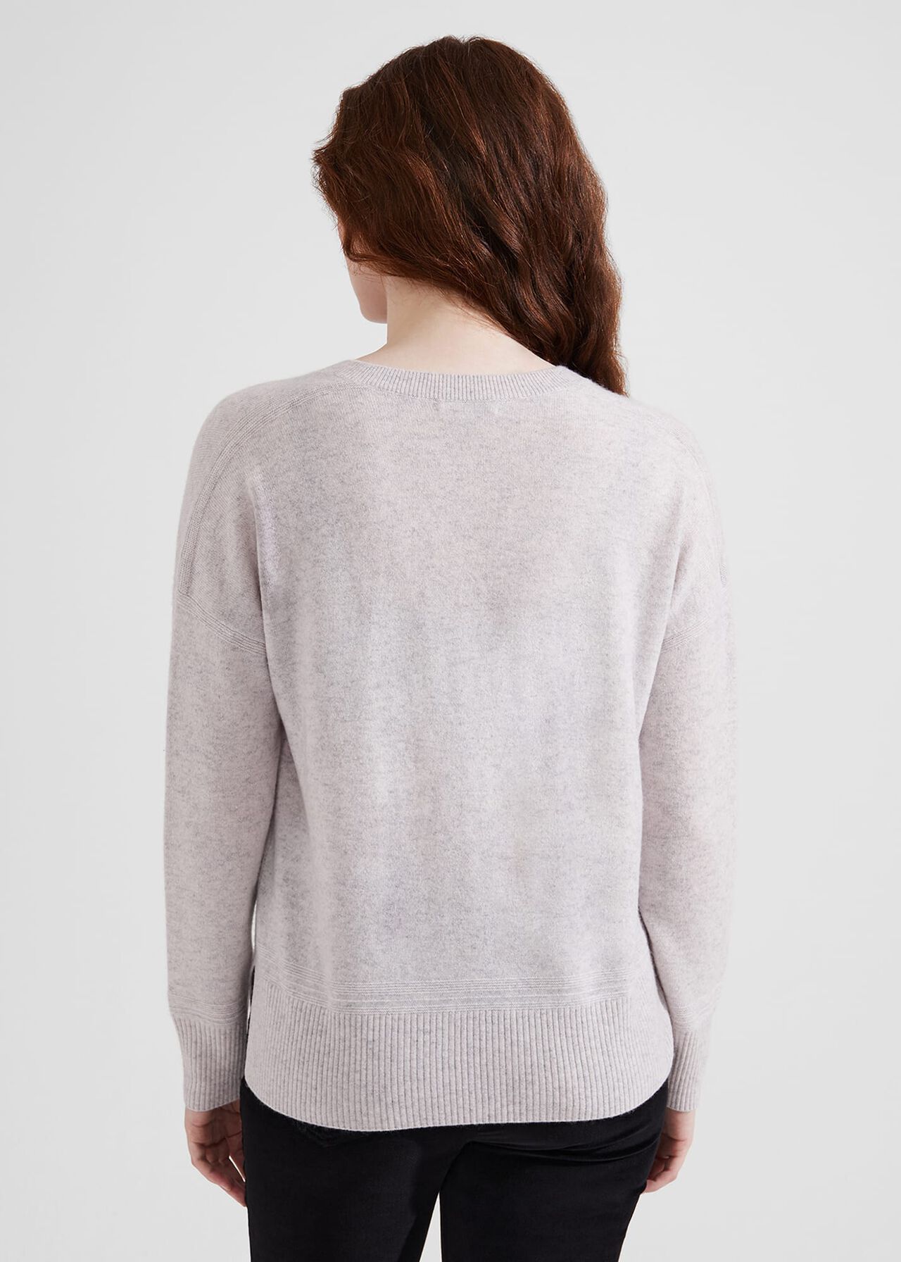 Jessa V Neck Cashmere Sweater, Pale Grey Marl, hi-res