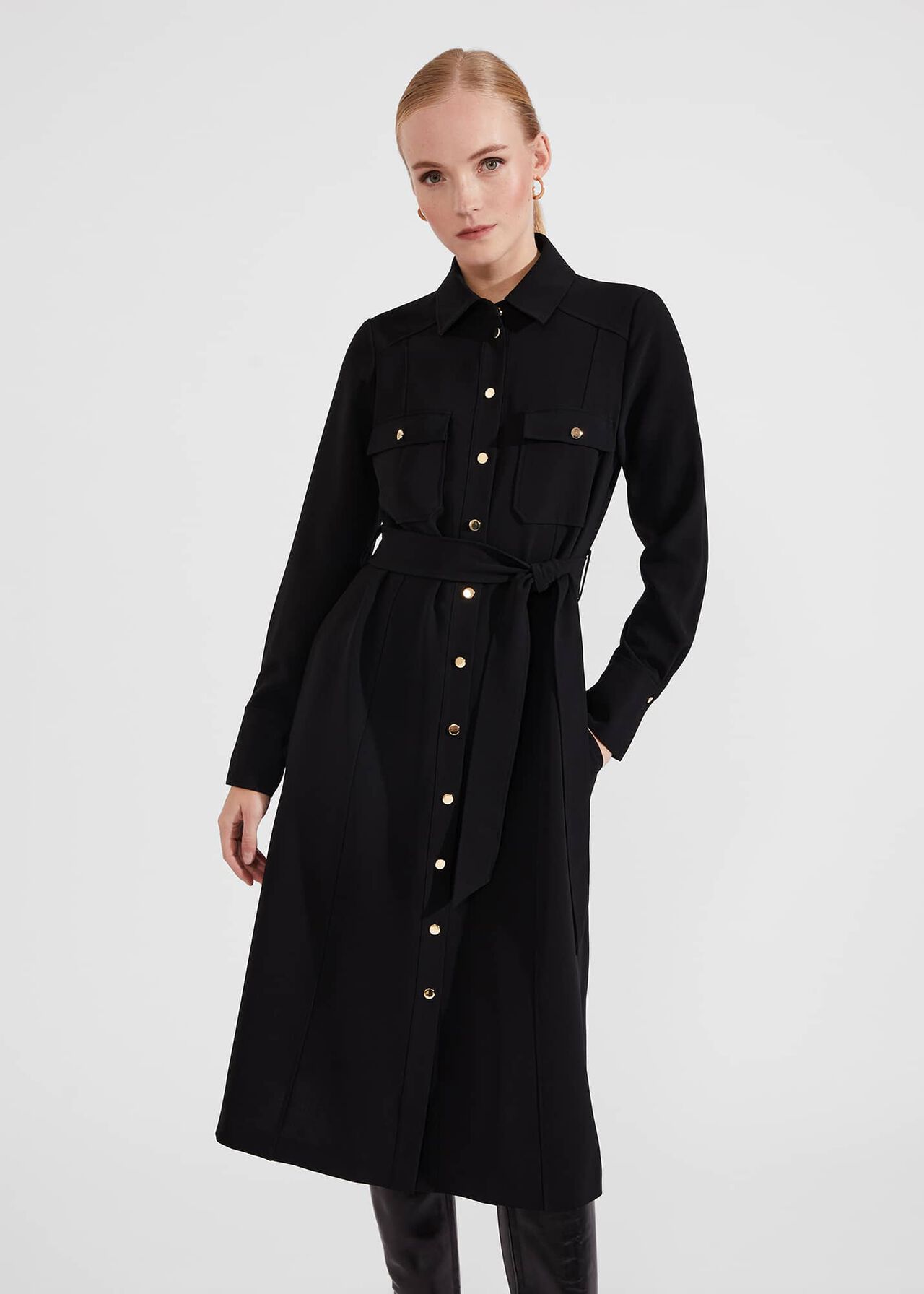 Pricilla Shirt Dress, Black, hi-res