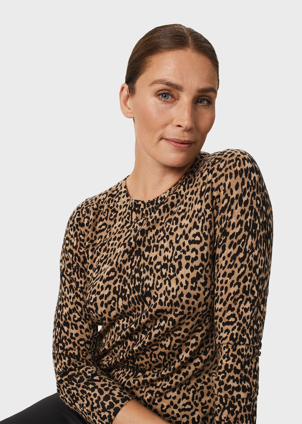 Katherine Merino Wool Sweater, Brown Multi, hi-res