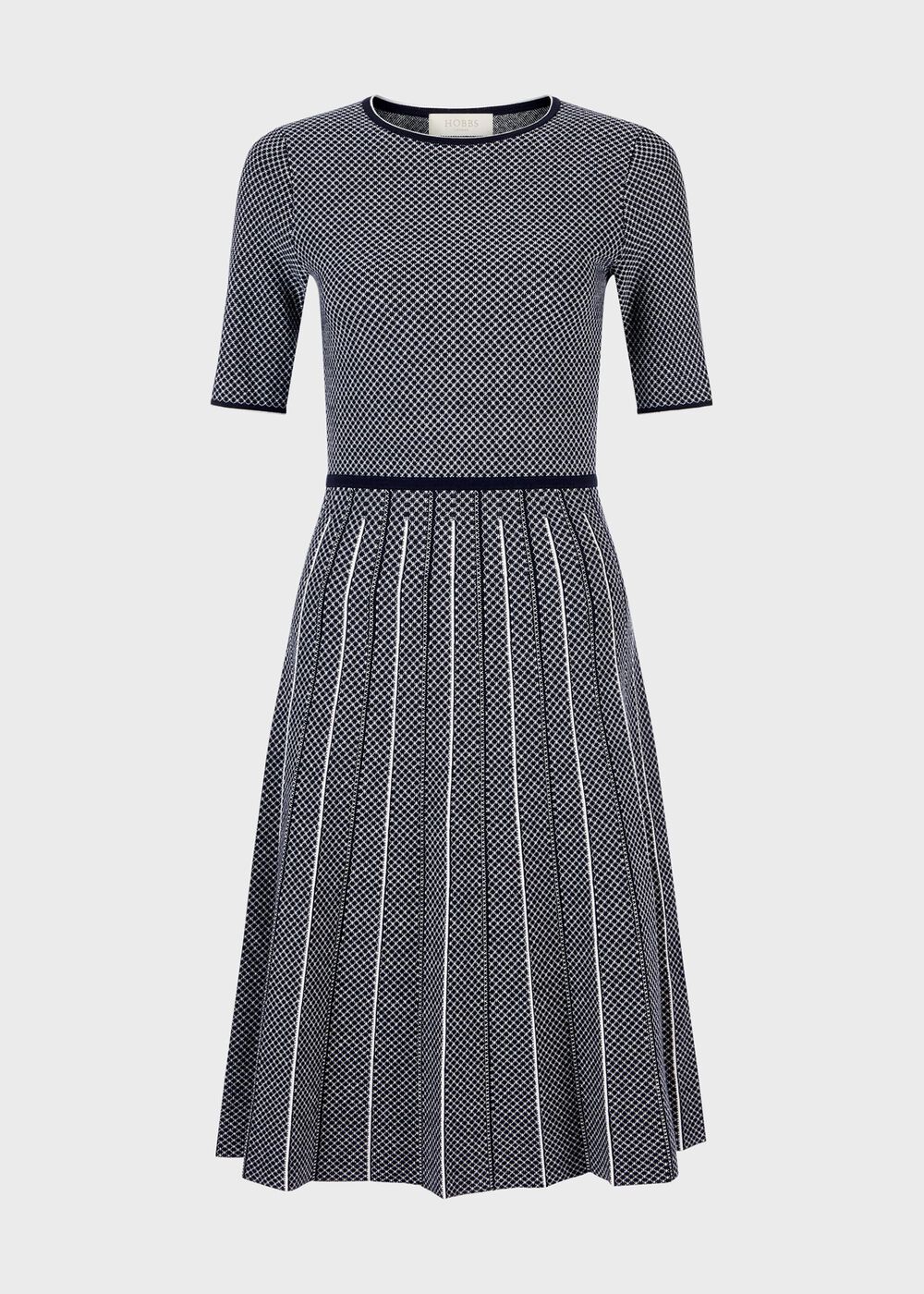 Sophie Knitted Dress, Navy Ivory, hi-res