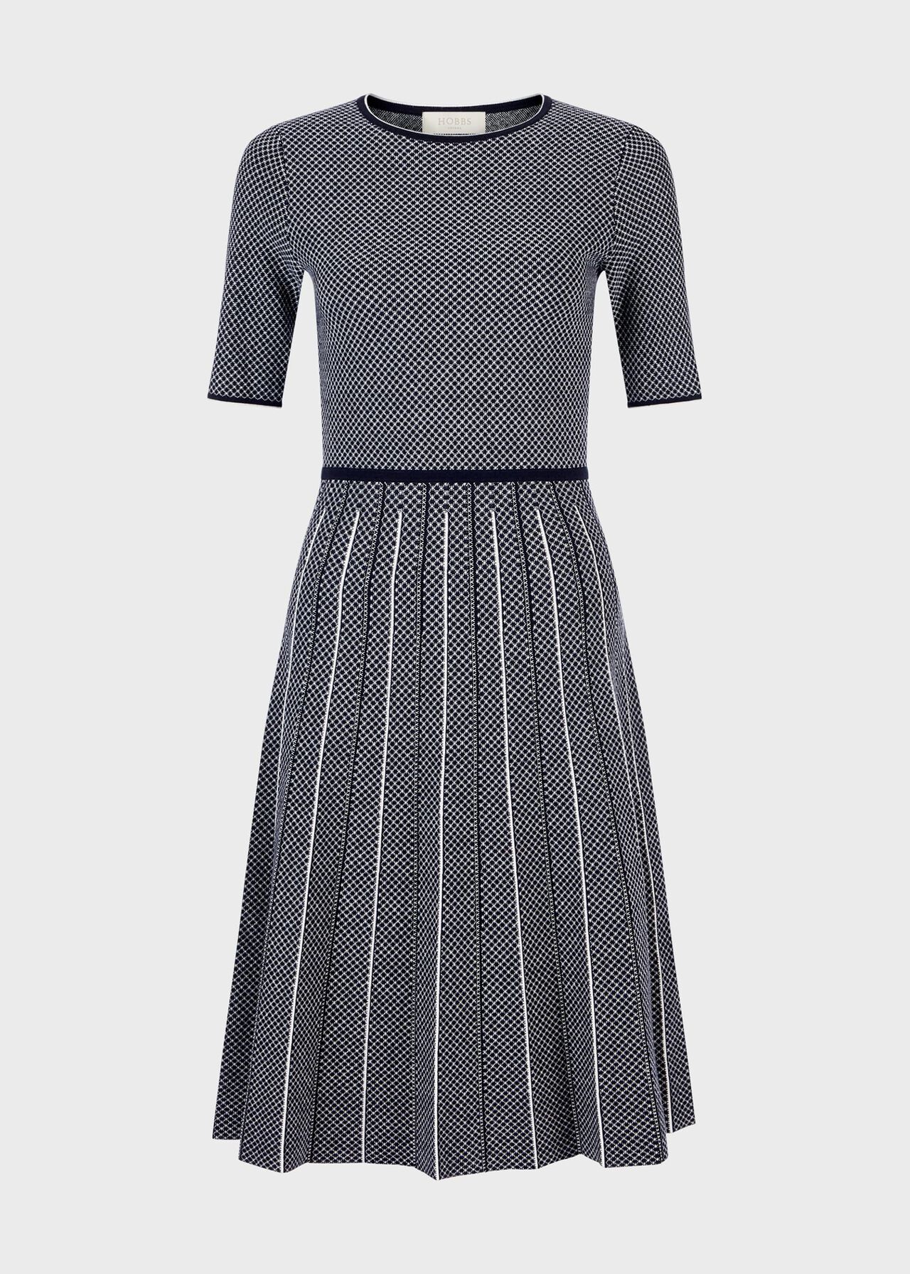 Sophie Knitted Dress, Navy Ivory, hi-res