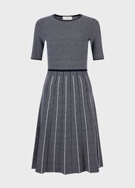 Sophie Knitted Dress, Navy Ivory, hi-res