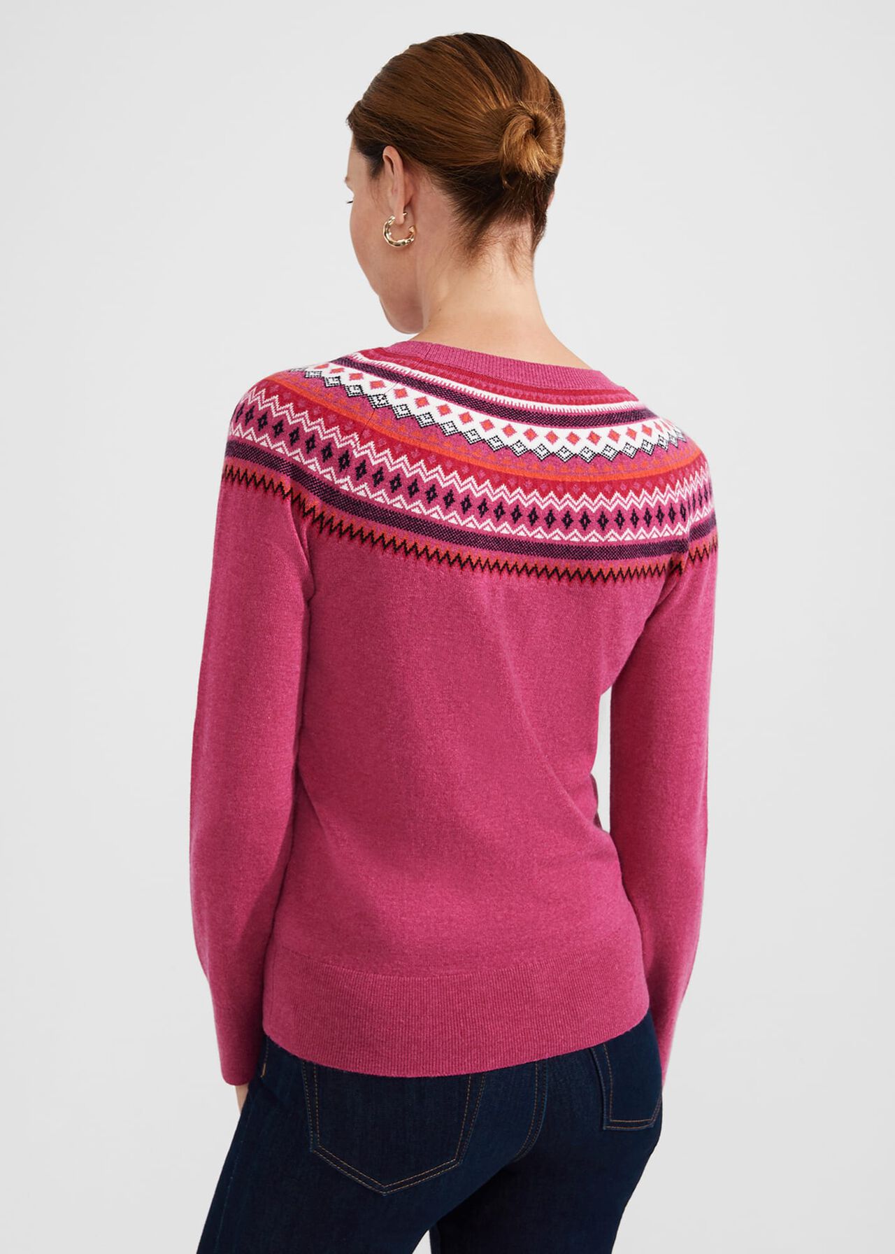 Greta Fairisle Jumper With Cashmere, Pink Multi, hi-res