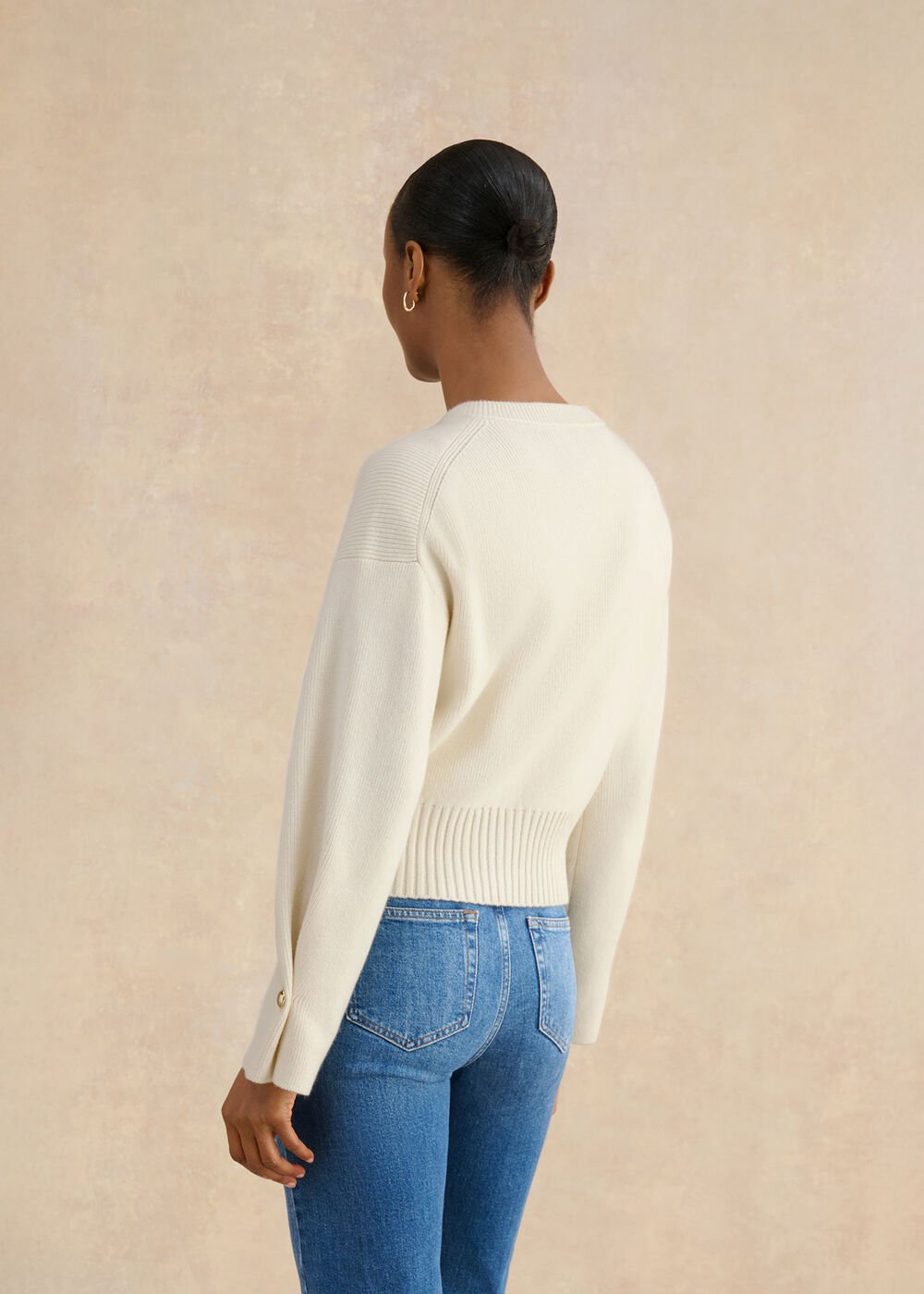 Abbott Cotton Knitted Cardigan, Ivory, hi-res