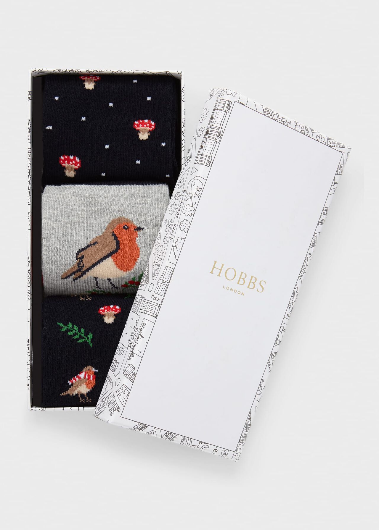 Winter Robin Sock Set, Navy Multi, hi-res