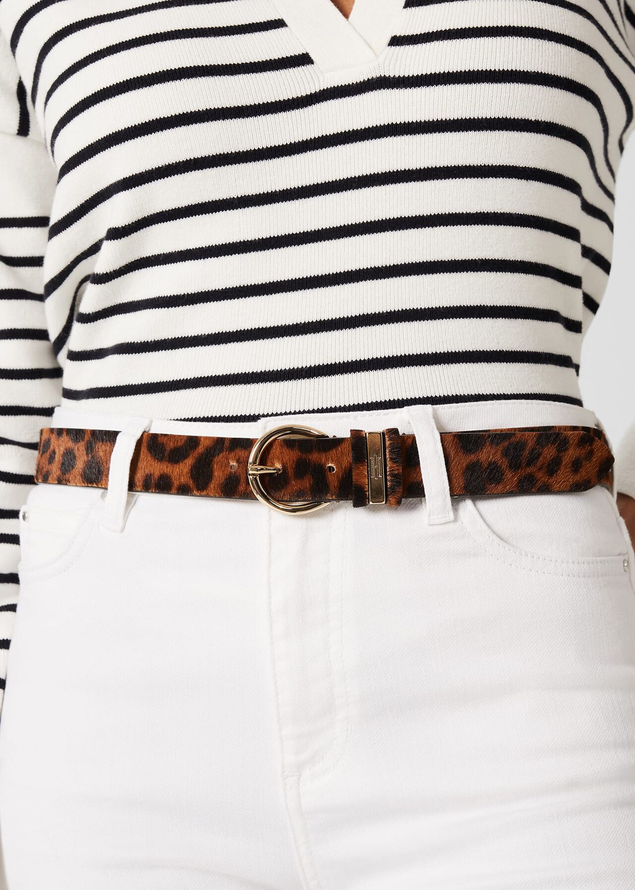 Eugenie Leather Belt , Leopard, hi-res